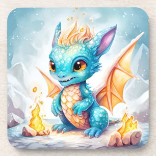 Dessous-de-verre Crystalized Cute Baby Dragon Bleu Bleu Bébé