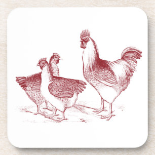 Dessous-de-verre Cuisine agricole rustique Poules de coq rouge