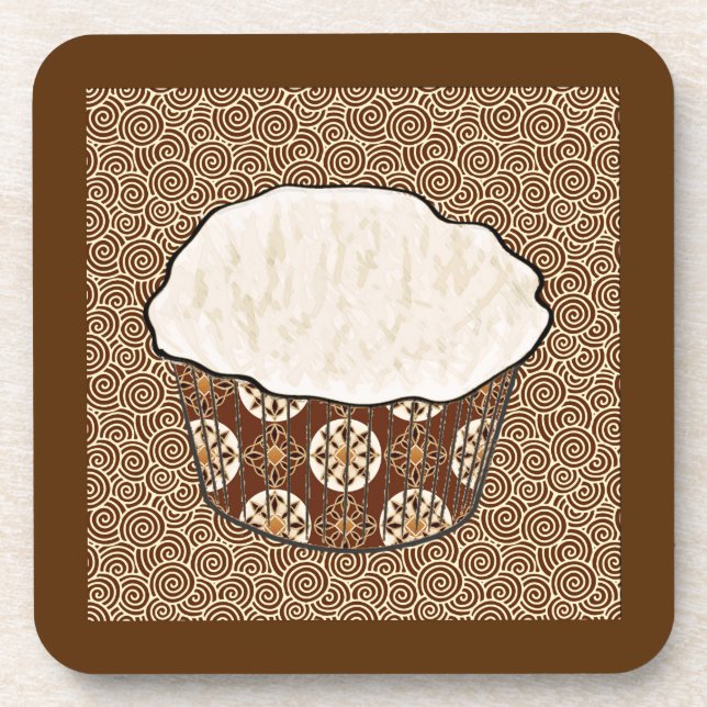 Dessous-de-verre Cupcake à la noix de coco, Arrière - plan japonais (Devant)
