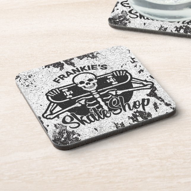 Dessous-de-verre Custom ADD NAME Skull Skate Shop (Côté gauche)