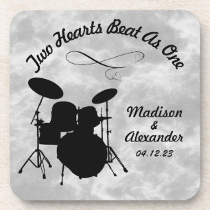 Dessous-de-verre Custom Name Rock & Roll Drummer Wedding Drum Kit