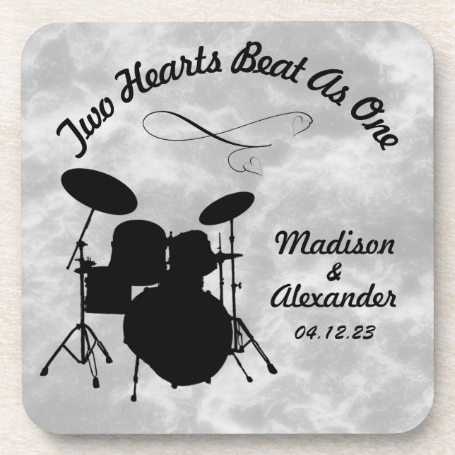 Dessous-de-verre Custom Name Rock & Roll Drummer Wedding Drum Kit (Devant)