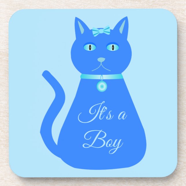 Dessous-de-verre Cute Blue Baby Boy Chat Personnalisé Genre Reveill (Devant)