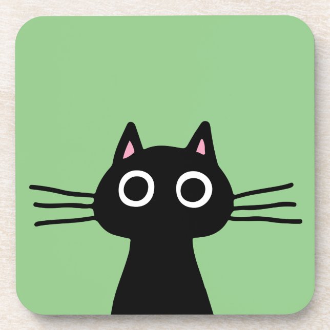 Dessous-de-verre Cute chat Kitty Noir - Drôle Feline Animal Art (Devant)