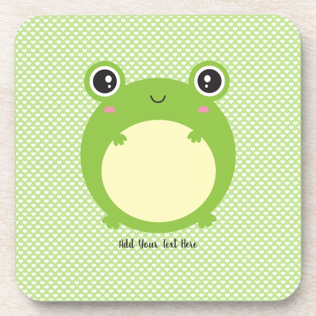 Dessous-de-verre Cute Kawaii Frog avec texte personnalisé (Devant)