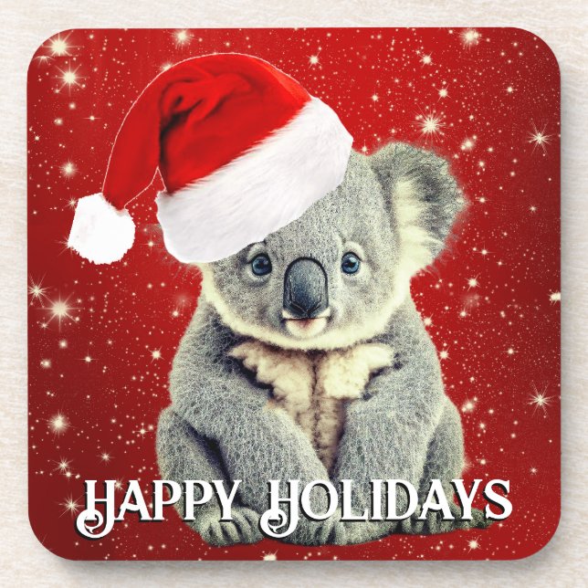 Dessous-de-verre Cute Koala à Santa Hat (Devant)