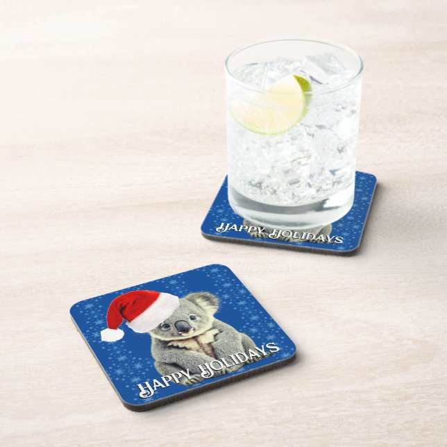 Dessous-de-verre Cute Koala à Santa Hat (Côté Droit)