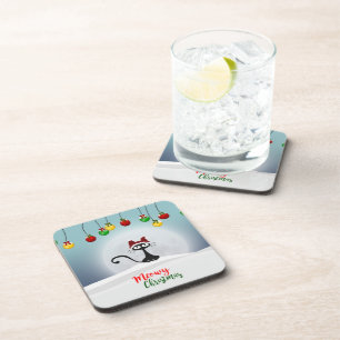 Dessous-de-verre Cute Meowy Christmas Beverage Coaster