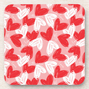 Dessous-de-verre Cute motif moderne rouge et blanc coeurs
