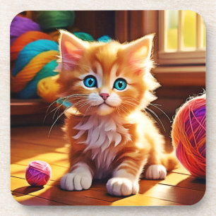 Dessous-de-verre Cute Orange Kitten Art