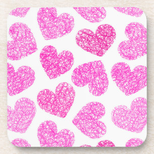 Dessous-de-verre Cute rose Doodled Heart Valentine's Day Motif