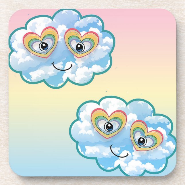 Dessous-de-verre Cute Smiling Cloud Hard plastic coaster (Devant)
