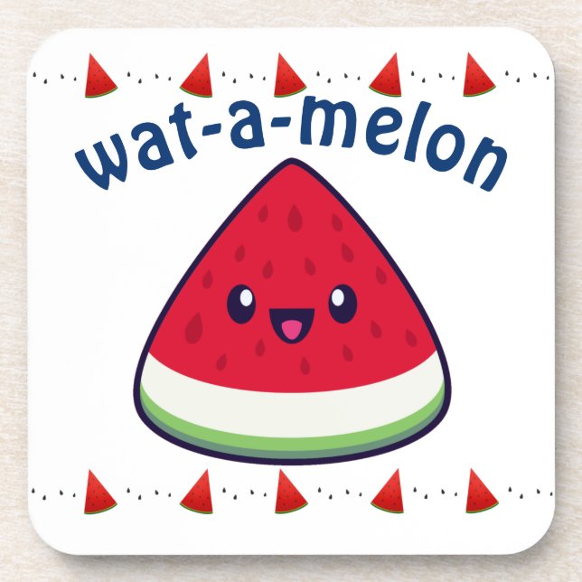 Dessous-de-verre Cute Smiling Kawaii Watermelon (Devant)