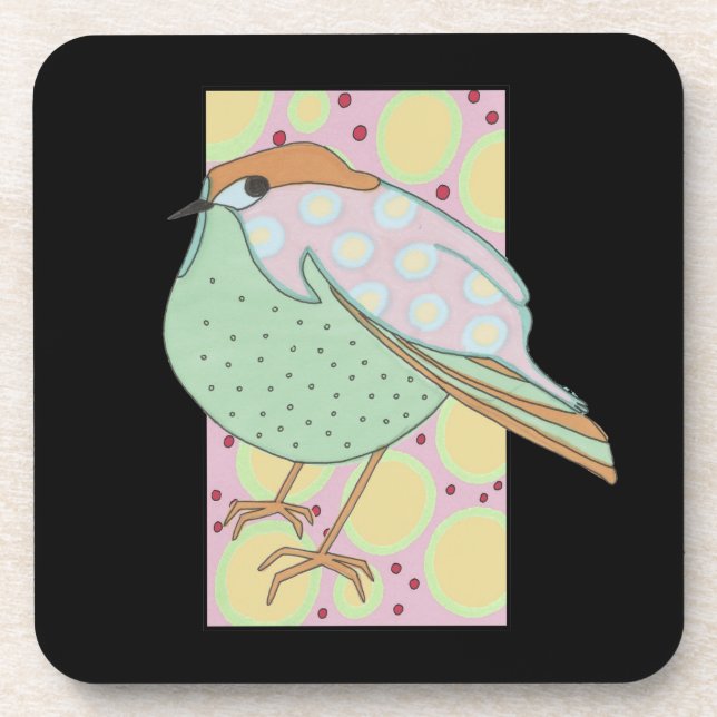 Dessous-de-verre Cute Stylé Pastel Songbird encadré (Devant)