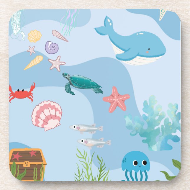Dessous-de-verre Cute Under the Sea Friends-under-water thème (Devant)