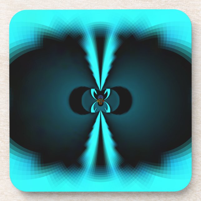 Dessous-de-verre Cyan et Black Abstrait Art Print (Devant)