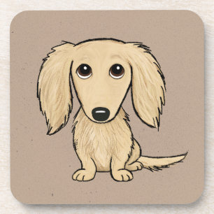 Dessous-de-verre Dachshund à crème à poils longs Cartoon Wiener D