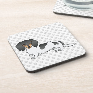 Dessous-de-verre Dachshund à poil long piebalde noir et feu & patte