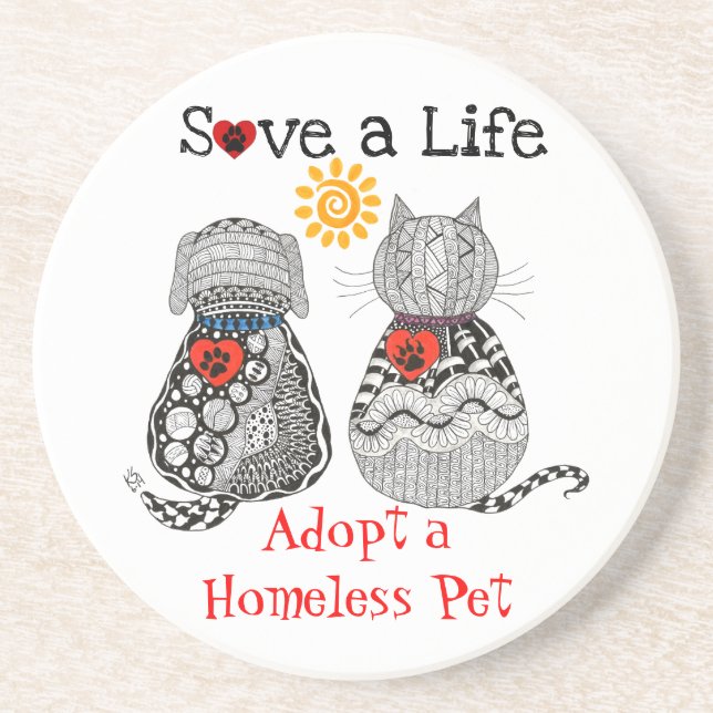 Dessous de verre d'adoption de chats et de chiens  (Devant)