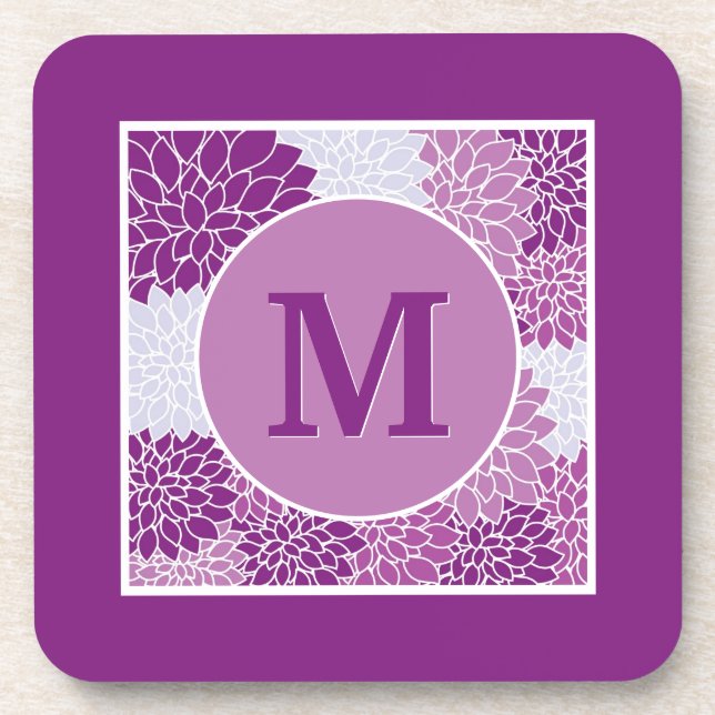Dessous-de-verre Dahlia floral violet profond (Devant)