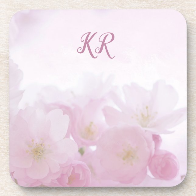 Dessous-de-verre Dainty & Elegant Lilac Fleurs Floral Monogramme (Devant)