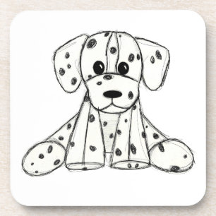 Dessous-de-verre Dalmatian stuffed dog drawing outline simple black