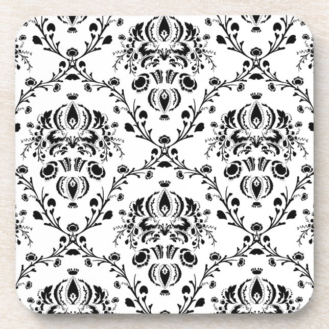 Dessous-de-verre Damask blanc et noir (Devant)