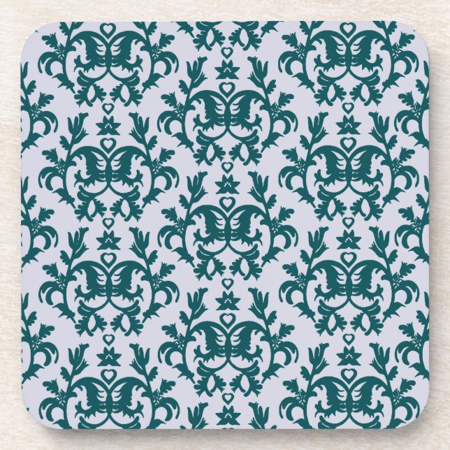 Dessous-de-verre Damask turquoise "Kangaroo Paws" ensemble de 6 des (Devant)