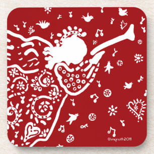 Dessous de verre d'ange de trompette rouge