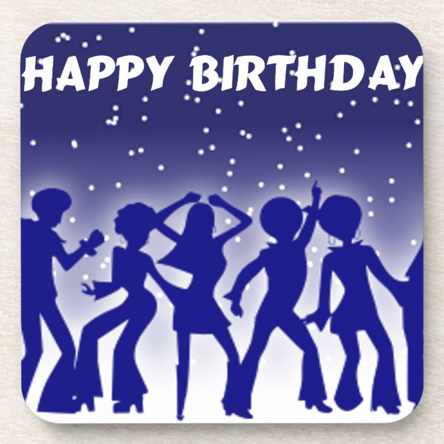 Dessous-de-verre Danseurs de disco de joyeux anniversaire (Devant)