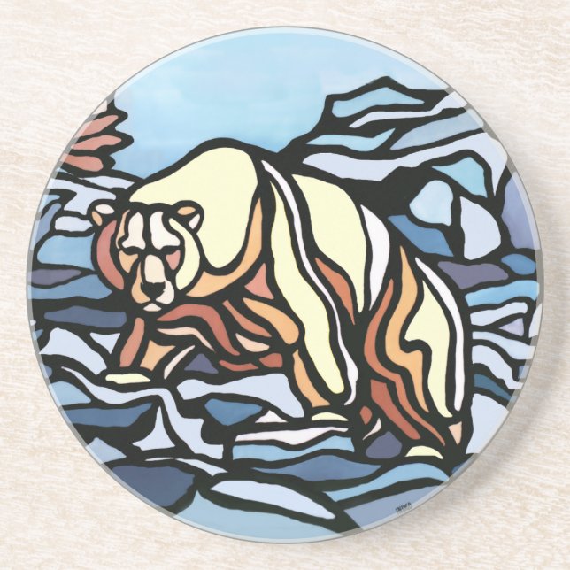 Dessous de verre d'art de l'ours polaire Art autoc (Devant)