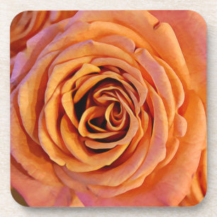 Dessous de verre d'art Rose Peachy Orange