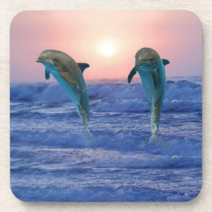 Dessous-de-verre Dauphin de verdure au lever du soleil