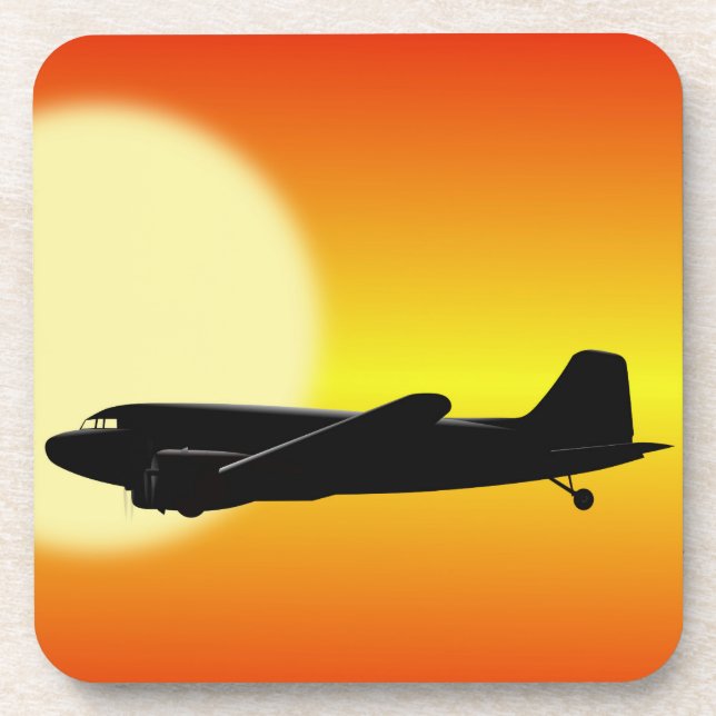 Dessous-de-verre DC-3 passant le soleil. (Devant)