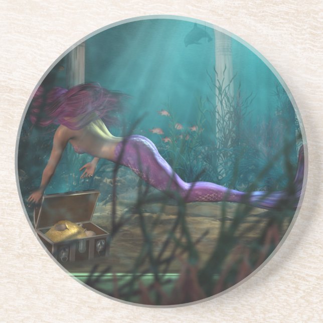 Dessous de verre de boisson en grès de sirène (Devant)