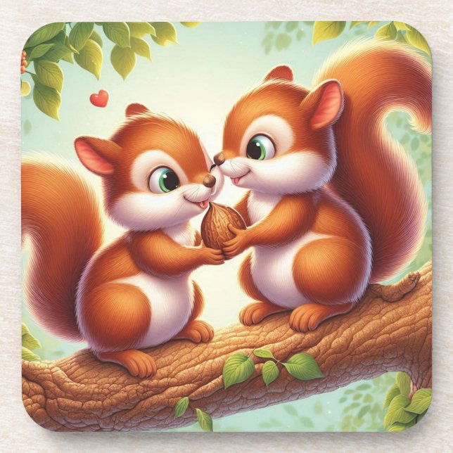 Dessous de verre de boisson Enchanted Squirrel Cou (Devant)