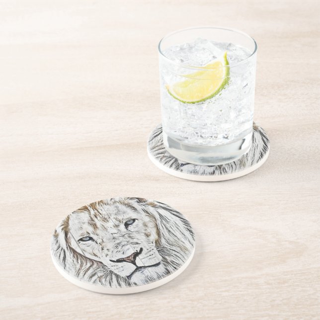 Dessous de verre de boisson Lion blanc (Côté)