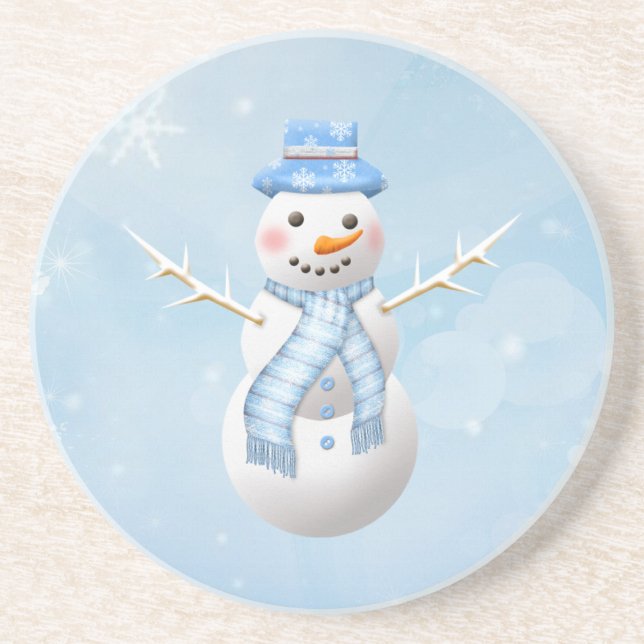 Dessous de verre de bonhomme de neige de Noël (Devant)