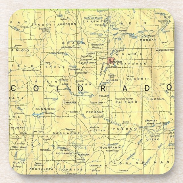 Dessous de verre de carte du Colorado (Devant)