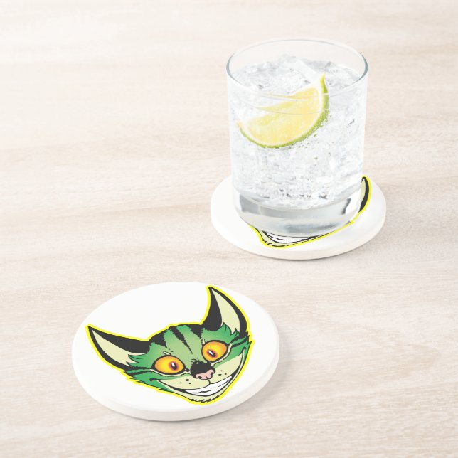 Dessous de verre de chat de dessin fluorescent (Côté)