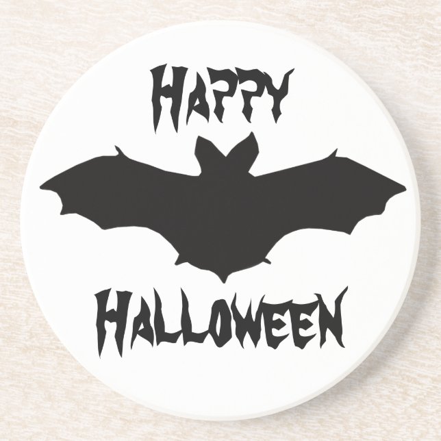 Dessous de verre de chauve-souris noire Halloween (Devant)