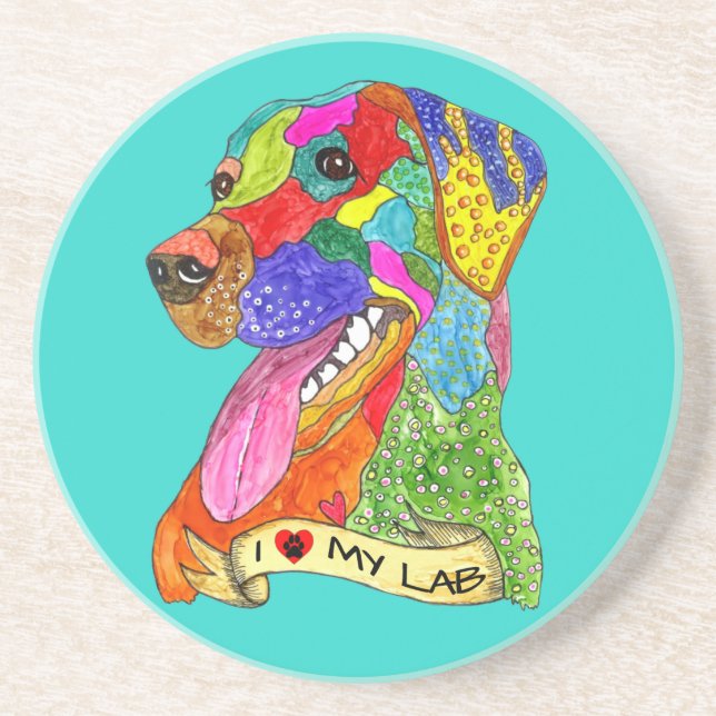 Dessous de verre de chien mâché en bleu (Devant)