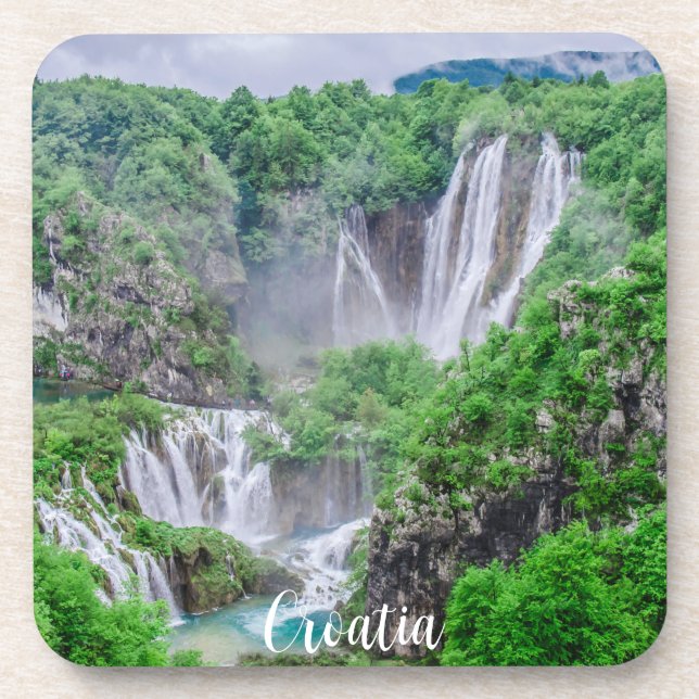 Dessous de verre de chute d'eau des lacs Plitvice (Devant)