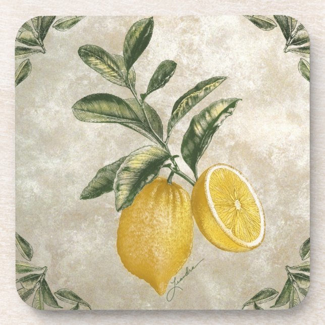 Dessous de verre de citrons Vintages à échauffemen (Devant)
