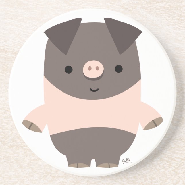 Dessous de verre de cochon cartonné mignon (Devant)