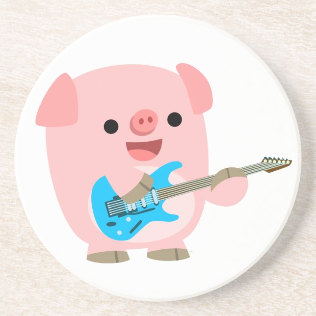 Dessous de verre de cochon de dessin mignon Rockin (Devant)