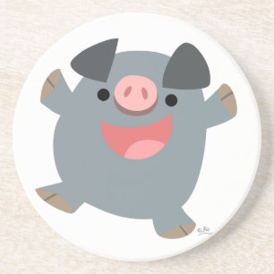 Dessous de verre de cochon rebondi en caricature m