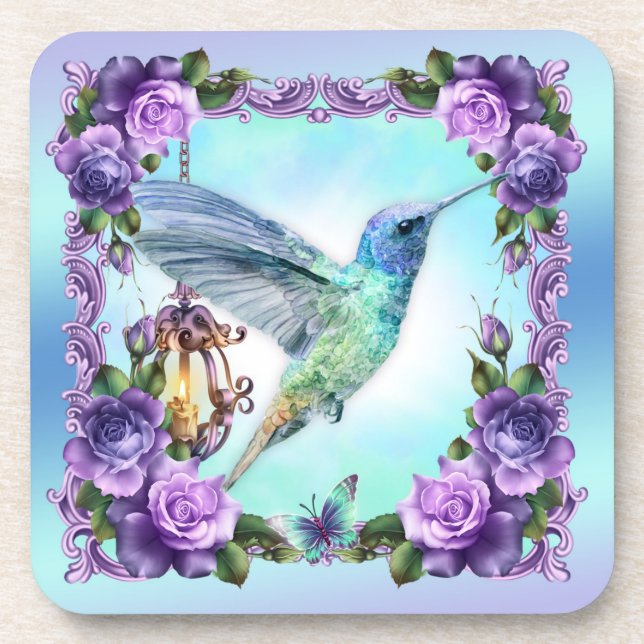 Dessous de verre de colibri avec le dos de liège - (Devant)