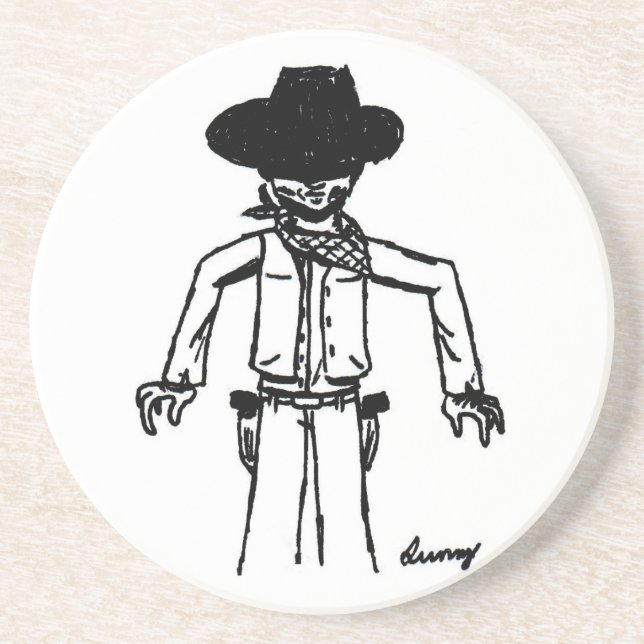 Dessous de verre de croquis Cowboy (Devant)