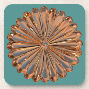 Dessous de verre de cuivre de médaillon de fleur